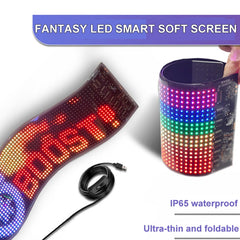 Εύκαμπτη LED Πινακίδα 1 τεμάχιο 37.5x9cm ή 59,5Χ12cm με Κινούμενες Εικόνες και Κείμενο μέσω Εφαρμογής.