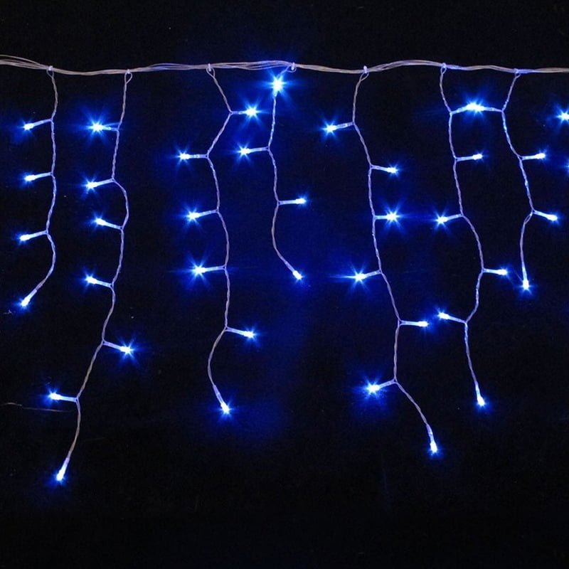 Χριστουγεννιάτικα Λαμπάκια Κουρτίνα 100LED Ψυχρό Χρώμα με Διαφανές Καλώδιο 3m 40x50x60cm
