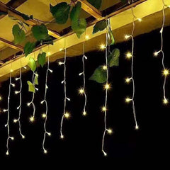 Χριστουγεννιάτικα Λαμπάκια Κουρτίνα 100 LED Θερμό Χρώμα με Διαφανές Καλώδιο 3m 40x50x60cm