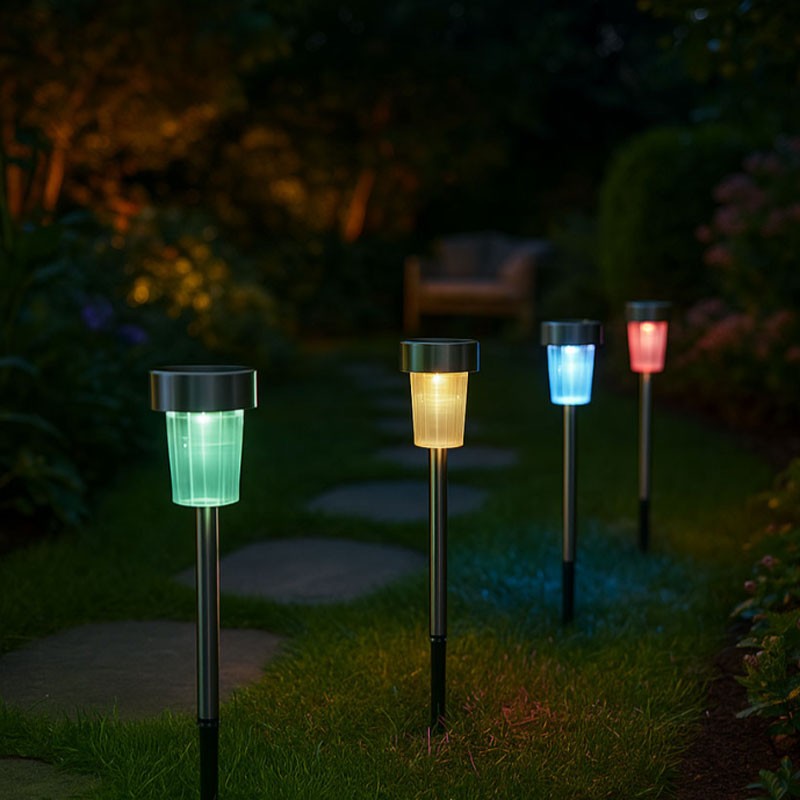 Σέτ ηλιακά φωτιστικά κήπου καρφωτά RGB 30cm 10 τεμάχια